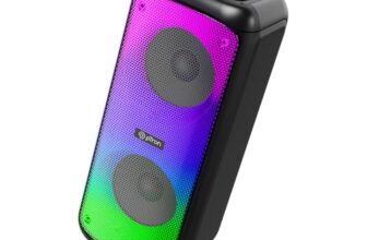pTron Fusion Beats 48W Bluetooth Party Speaker w/Immersive Sound, Dual 4 inch Neo Drivers, Rhythmic RGB Lights, 6Hrs Playtime, BT5.3/Aux/TF Card/USB Playback Modes, Type-C Charging (Midnight Black)