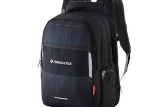 Speckle 40L Travel Laptop Backpack | Water-Resistant Dobby PU Polyester | Fits 15.6″ Laptop | Rain Cover, Secret Pocket, Ventilated Back Panel | Work, Travel & College (Black & Grey)