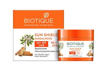 Biotique Bio Sandalwood Sunscreen Ultra Soothing Face Lotion, SPF 50+ |Ultra Protective Lotion| Keeps Skin Soft, Fair and Moisturized| Water Resistant| For All Skin Types| 50ml
