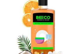 Beco Natural Dishwash Liquid-750ml |Orange Citrus Freshness| 100% Ecofriendly-Tough Grease removal Antibac formula| Leaves No residue, Baby & Pet Safe