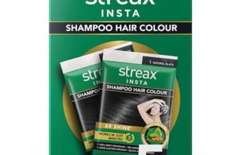 Streax Insta Shampoo Hair Colour Black for Women and Men, Pack of 5 | Natural Black Hair Colour | 100% grey coverage in 5 minutes | Long lasting, easy to use