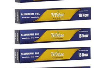 Freshee 18m New Aluminium Silver Kitchen Foil Roll Paper Pack of 5|11 Micron Thick|Food wrap|Disposable Food Parcel|Fresh Food