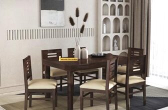 MAMTA DECORATION Solid Sheesham Wood Dining Table Set 6 Seater | Six Seater Dining Table with 6 Cushions Chairs for Living Room | Dinning Table Set 6 Seater for Living Room, Hotels | Walnut Finish