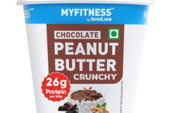 MYFITNESS Peanut Butter Chocolate Spread Crunchy 510g | 23g Protein & 9g Fiber | Tasty & Healthy Nut Butter Spread for Breakfast & Snacks | Cholesterol Free | Zero Trans Fat | Crunchy Peanut Butter