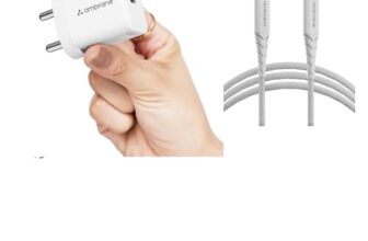 Ambrane 20W Fast Charger Adapter for iPhone 17/17 Air/17 Pro/17 Pro Max, 16/16 Plus/16 Pro/16 Pro Max, 15/15 Plus/15Pro/15 Pro Max & Other Type C Devices with USB C to Lightning Cable, White