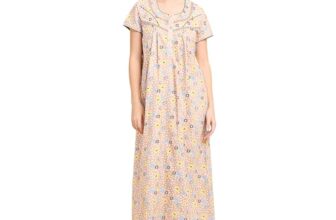 Sweet Dreams Women’s Cotton Maxi Night Dress (OCW-3651 Beige 1_XL)