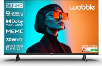 Wobble 108 cm (43 inches) K Series 4K UHD Smart LED TV with Google TV 5.0 (Black) WB43UDAGU2875D25