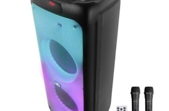 ZEBRONICS 120 Watts Party Speaker with 2 Wireless Mic, 7 hrs Playtime, Karaoke & Recording Function, TWS, Bluetooth, USB, AUX, mSD, RGB Modes (Thump 700 Black)
