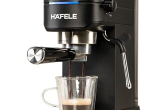 Hafele U-Kaffee Espresso Coffee Machine, 15-Bar Pressure, Removable Water Tank (1L), Single/Double Espresso, Cappuccino & Latte, Thermoblock Technology, 1450 W
