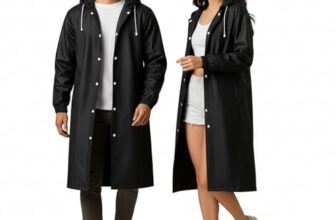 HACER EVA Waterproof Unisex Rain Coat Hooded Full Sleeves Outdoor Men, Women, Boys & Girls Rainwear Poncho Raincoat for Camping, Hiking & Travelling (Black)