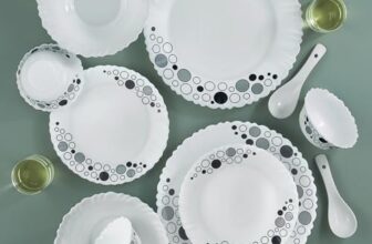 Larah by Borosil Luna Silk Series Opalware Dinner Set | 35 Pieces for Family of 6 | Microwave & Dishwasher Safe | Bone-Ash Free | Crockery Set for Dining & Gifting | Plates & Bowls | White