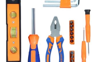GLUN® Screwdriver Set, 23 in 1 with Pliers, Allen Keys, Stanley Screwdriver, Aluminium Spirit Level, and 12 Screwdriver Bits – Auto Repair Tool Combination Package