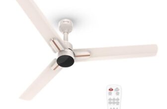Polycab Wizzy Neo 1200mm 5-Star BLDC, Remote Ceiling fan for Living Room| 55% Energy Saving, 100% Copper, High Air Delivery, Reversible & Timer | 3+1 yr Warranty【Beige Rosegold】