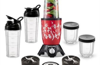 Cookwell Bullet Mixer Grinder (5 Jars, 3 Blades, Red) – Copper, 600 Watts – 2 Years Warranty
