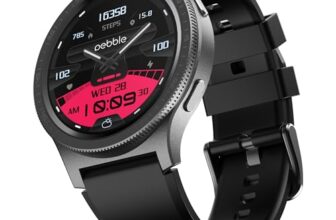 Pebble Revolve Pro 1.43″ Ultra AMOLED Smartwatch | Rotating Bezel | 600 Nits Brightness | AOD | High-Accuracy Step Counter | Metal Build & Premium Strap | BT Calling | DIY Watch Faces – Grey