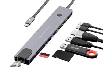 Zebronics 8-in-1 Type-C Multiport Hub, 100W PD Support, 5Gbps Data Transfer, HDMI 1.4 (4K@30Hz) with On/Off Button, USB, SD, mSD, RJ45, Metal Body, LED Display (CT81 Plus)