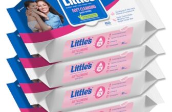 Little’s Soft Cleansing Baby Wipes with Lid | 80 Wipes x Pack of 4 – 320 Wipes | Extra Thick & Moist Wet Wipes for Baby’s | Prevents Rashes & Redness with Goodness of Aloe Vera, Vitamin E & Jojoba Oil