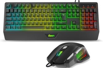 FOXIN Endeavour Gaming Keyboard and Mouse Combo Wired | RGB Rainbow Backlit Keyboard with 104 Keys & Wrist Rest | 3600 DPI | 7 Button Mouse | Plug & Play for PC, Laptop, Desktop