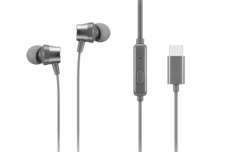Lenovo – 300 Wired in-Ear USB-C Earphone – in-Line Microphone – USB-C Connectivity – Play & Pause Button – 3 Sizes Silicone Ear Tips Included, Grey