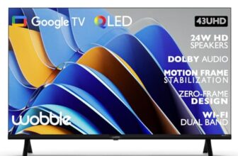 Wobble 109.22 cm (43 inches) QD Series 4K Ultra HD Smart QLED Google TV WB43GTAW9602QD (Black)