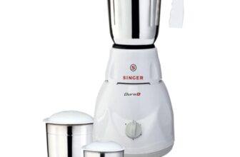 SINGER Duro Plus 500-Watt Heavy Duty Mixer Grinder For Kitchen | Stainless Steel 3 Jars-1250ML,700ML,350ML | 3 Speed Control & Pulse Switch | Shock Proof ABS | Overload Protection | 2 Years Warranty