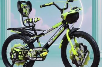 Kidsmate Star Ride 20T Kids Bicycle with Training Wheels | Cycle for Kids Featuring Front Basket, Adjustable Seat & Strong Steel Frame | Perfect First Ride Kids Cycle for 7-10 Years – Neon Green