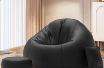 Biggie Bean Bag Chair with Beans Filled 4XL Bean Bag Sofa with Free Cushion and Footrest – Official : Puffluxe Combo (Matching Color : Regular, Black)