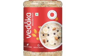 Amazon Brand – Vedaka Rolled Oats | 1.2 Kg Jar | Contains 100% Oats | High in Protein