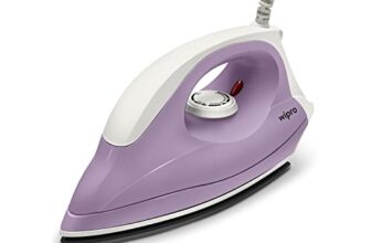 Wipro Gd205 Super Deluxe 1000 Watt Automatic Electric Dry Iron | Large Soleplate|Anti Bacterial German Weilburger Double Coated Soleplate | Quick Heat Up – 1000 Watts, Aluminium