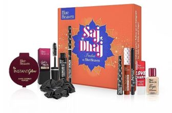 Blue Heaven Saj Dhaj Festive Makeup Kit for Women | Full Face Makeup Kit Combo Set | Natural Medium Tone | Pack of 10 | Long Lasting Beauty Makeup Gift Set for Girls | 19g + 26.3ml