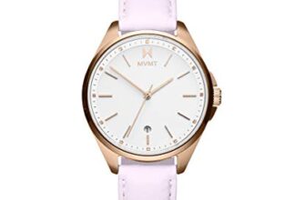MVMT Coronada Qtz Basic Analog Calendar White Round Dial Women’s Watch, Rose Leather Material, Rose Band – 28000021-D