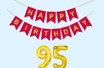 Mystic Toy Store 95th Happy Birthday Decoration Kit Red for 95 year Old Men with Number Ninety-five Party Decorations Decor Celebration Items Item Set Combo Reusable Paper Banner