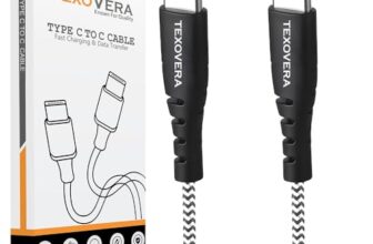 TexoVera 100W Type-C to Type-C Fast Charging Cable Compatible with iPhone 15,Samsung,Oneplus,Google Pixel,Laptop,MacBook&Type C Devices,480Mbps Data Sync,Braided Cable,1M Length,Multicolor