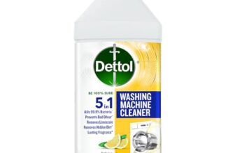 Dettol 5 in 1 Washing Machine Cleaner & Descaling Liquid for top load and front load| Lemon 250ml | Removes Limescale, Dirt and Bad odour | Kills 99.9%* Bacteria