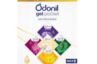 Odonil Gel Pocket – 50g (10g X5) | Pack of 5 Assorted Fragrances | Infused with Essential Oils | Germ Protection | Lasts Up to 30 Days | Air Freshener for Bathroom, Toilet, Home & Office.