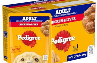 Pedigree Adult Wet Dog Food, Chicken & Liver Chunks in Gravy, 70 g (Pack of 15), Complete & Balanced Meal for Adult Dogs
