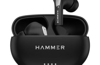 HAMMER Mini Pods True Wireless Earbuds with Upto 20H Playtime, Bluetooth v5.3, Type-C Charging, Touch Controls, IPX5, Voice Assistant, Made in India Black