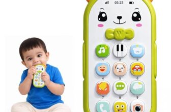 Kidology Baby Phone Toy for Toddlers 12-18 Months | Builds Cognitive Recognition & Early Learning | 12 Mode Musical Phone with Volume Control & Safe Teether | Birthday Gift Boys & Girls (Green)