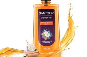 Santoor Moisturizing Shower Gel 750ml With Natural Sandalwood & Gardenia Extracts| For Men & Women| Moisturizing Body Wash With Glycerin | Suitable For All Skin Types| No Parabens| No Silicones