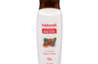 Naturali Sun Protection Sunscreen Body Lotion | SPF 25 PA+++ UVA/UVB Protection | Nourishing & Moisturising | Lightweight | Non-sticky | Non-greasy | Avocado & Raspberry Body Lotion | 100ml
