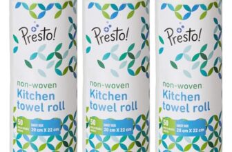 Amazon Brand – Presto! Non-Woven Reusable Kitchen Towel Roll | 50 Pulls | 150 Sheets (Pack of 3) | Size: 20 x 22 cm | White | Washable | Highly Absorbent | For Daily Use