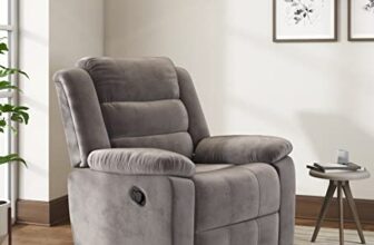 Nilkamal Sierra Velvet Fabric Manual Recliner | 1 Seater Sofa | Single Sofa Recliner | Brown (Grey)