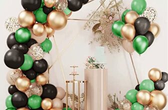 ITAF Gold Blue & White Metallic Shiny Balloons and Gold Confetti Balloons For Birthday/Anniversary/Engagement/Wedding/Special Event Theme Party Decoration (Green Gold Black + Gold Confetti)