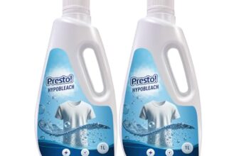 Amazon Brand – Presto! Hypobleach 2L (1L x Pack of 2) | Fabric Whitener | Detergent Add-On Liquid | Effective Stain Remover | Brightens & Whitens Whites (ABPH2L)