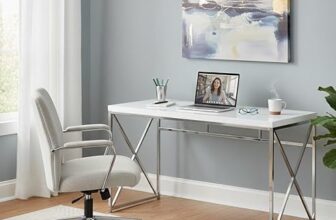 APRODZ Mango Wood Wolfeng Study Desk Table for Home and Office | White Finish