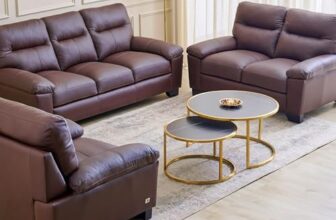 Home Centre | Winchester | Half Leather|Solid Wood | Sofa Sets | Brown | Sofa Set 3+2+1 | 1 Year Warranty