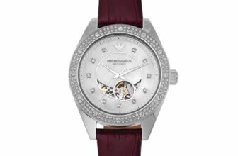 Emporio Armani Leather Analog Silver Dial Women Watch-Ar60075, Red Band
