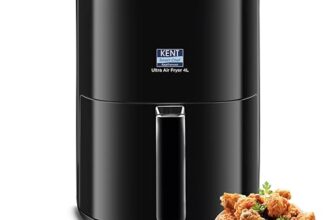 KENT Ultra Air Fryer 4L | 1300W | Fry, Bake, Grill & Roast | Up to 80% Less Oil Usage | Rapid Heat Circulation | Adjustable Temperature Control Knob 80° to 200° | Auto Cut-Off