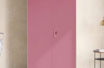 Interio by Godrej Almirah Slimline 2-Door Steel Almirah, Cupboard for Clothes (Royal Ivory and Dusty Rose), 1-Year Warranty, 1 Locker, 4 Shelves