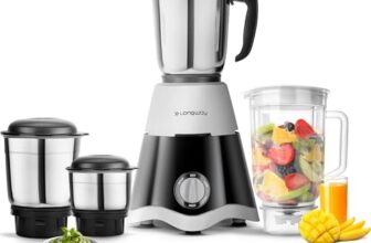 Longway Super Dlx Juicer Mixer Grinder | Up to 750 Watt Powerful Motor | 4 Jars for Grinding, Mixing, Juicing | 2 Year Warranty | Black & Gray